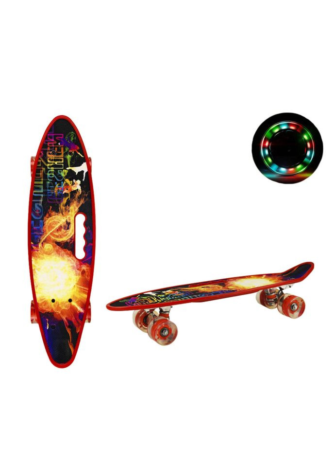 Пенні борд "Fireball" 24" Bambi SC20523 з ручкою, PU колеса зі світлом No Brand (354772194)