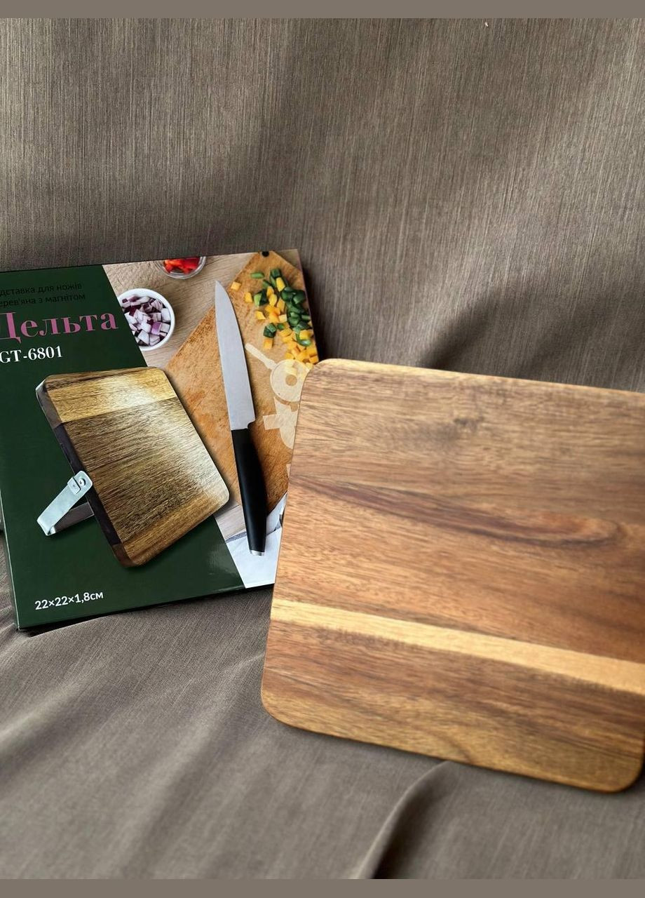 Подставка для ножей GT-6801 деревянная досточка с магнитом подставка для ножей Gusto коричневые,