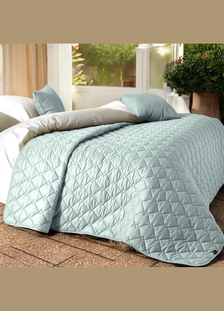 Двухстороннее покрывало Стиль Cube 210х240 см с антиаллергенным волокном, мята/св. серый (8-32405*006) IDEIA (311226029)