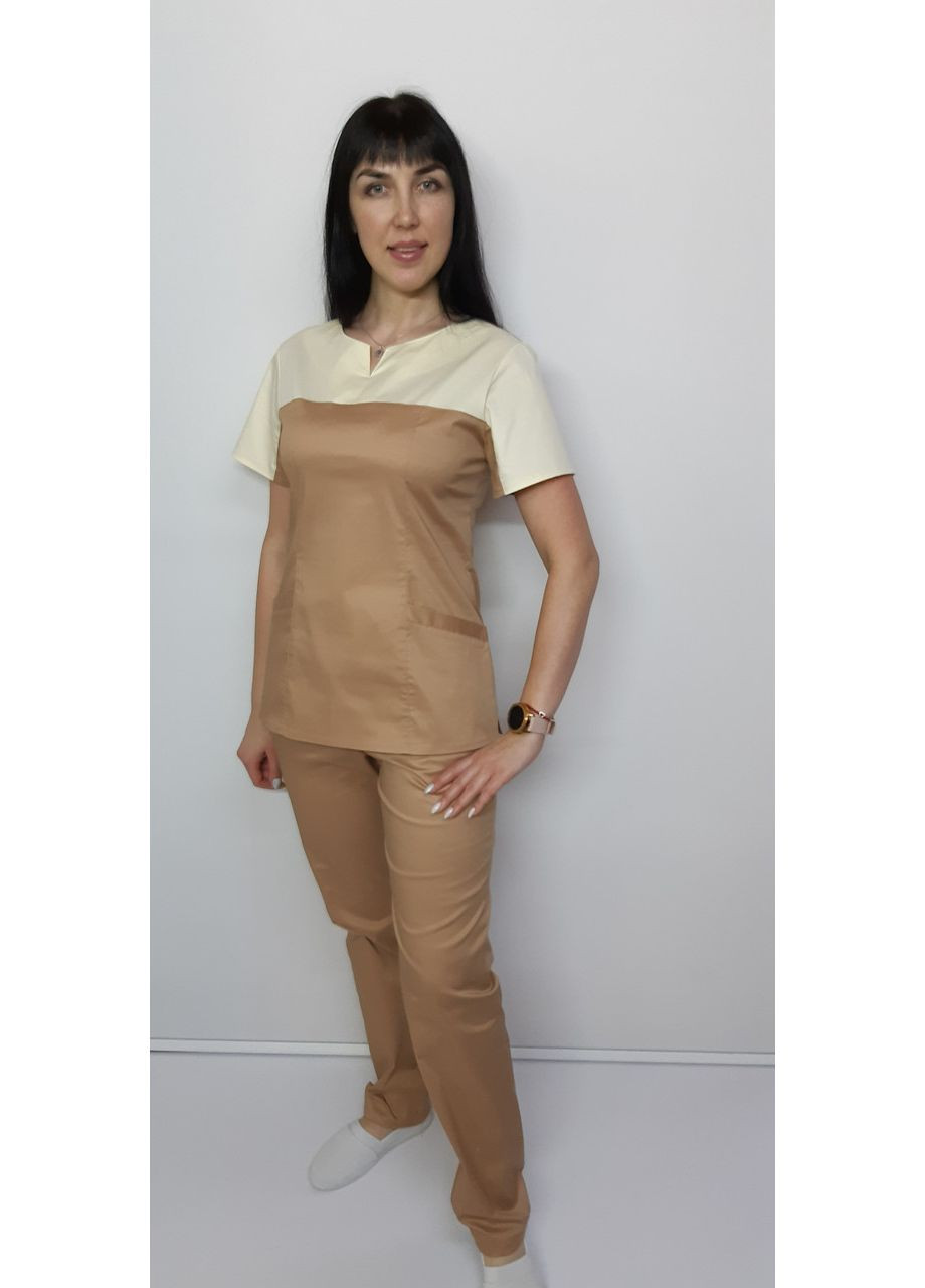 Костюм жіночий медичний Капля стрейч-котон 46 розмір короткий рукав No Brand (365843287)