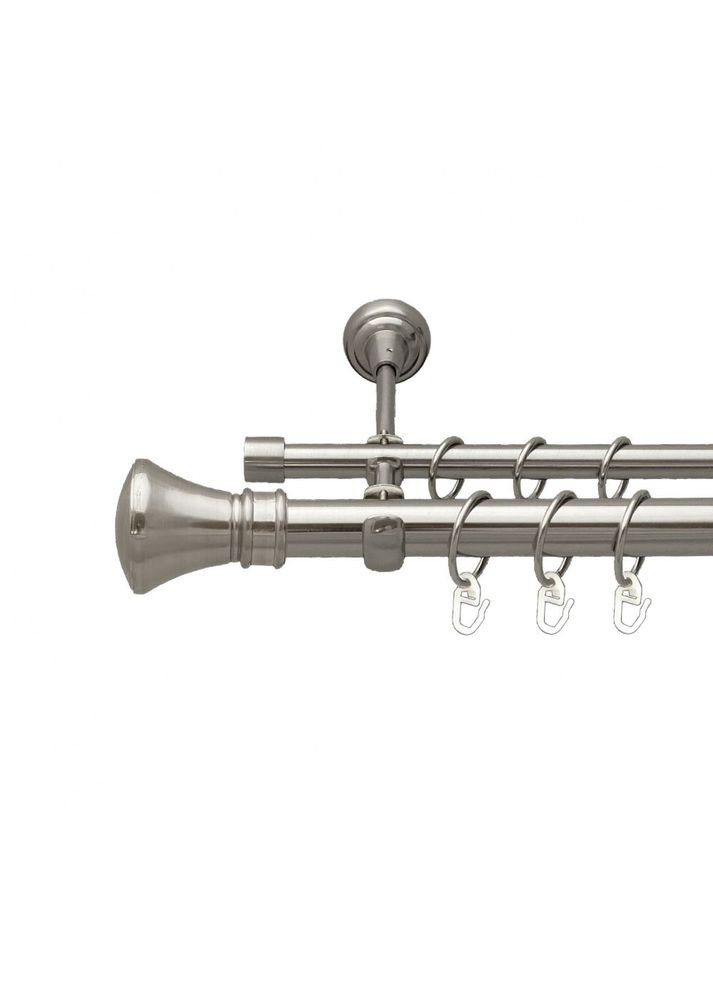 Карниз Люксор металлический двухрядный открытый гладкая труба Нержавеющая сталь 25\16 мм 160 см (7075311) ORVIT (300795722)