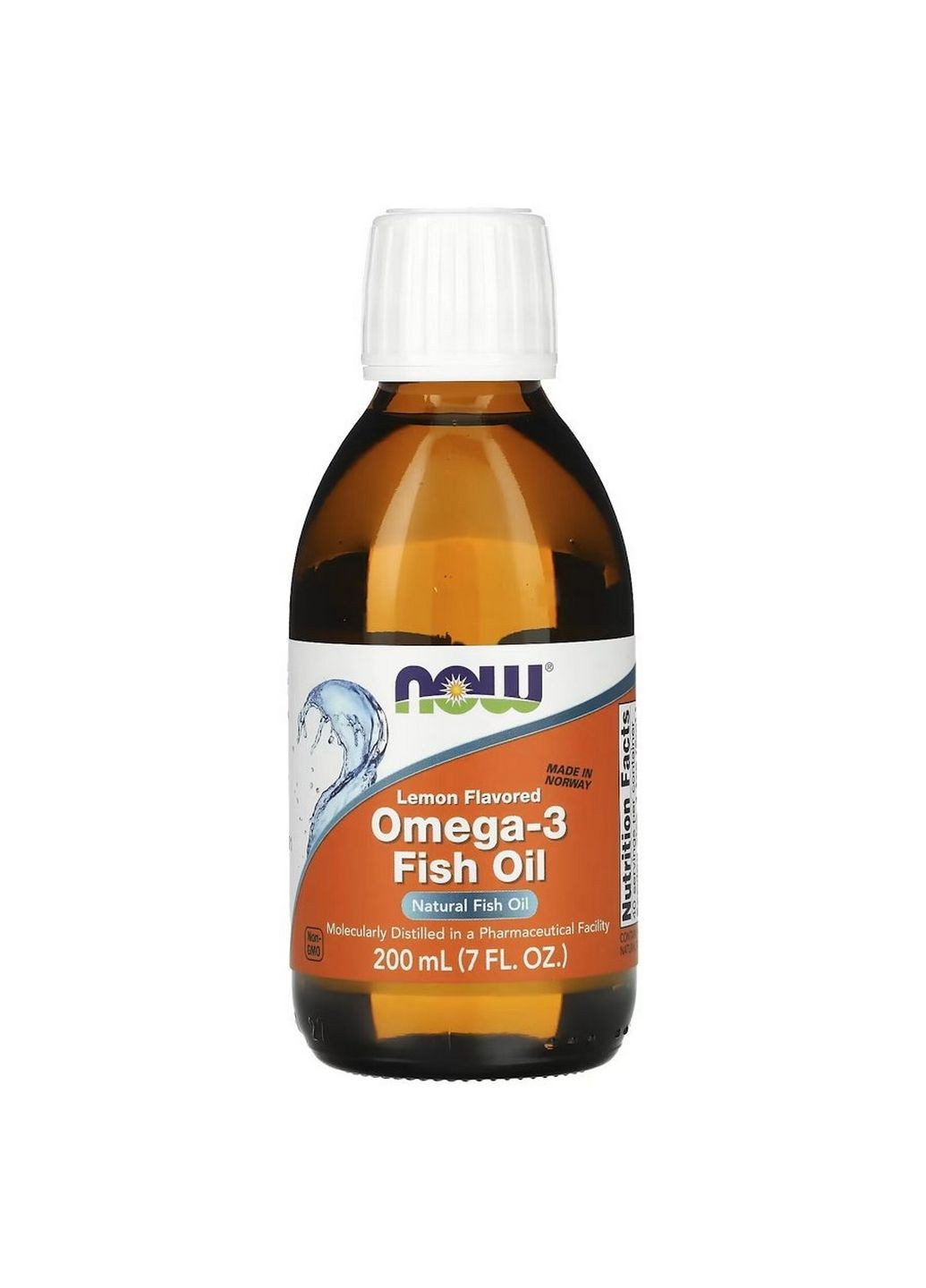 Жирные кислоты Omega-3 Fish Oil, 200 мл Лимон Now (293342695)