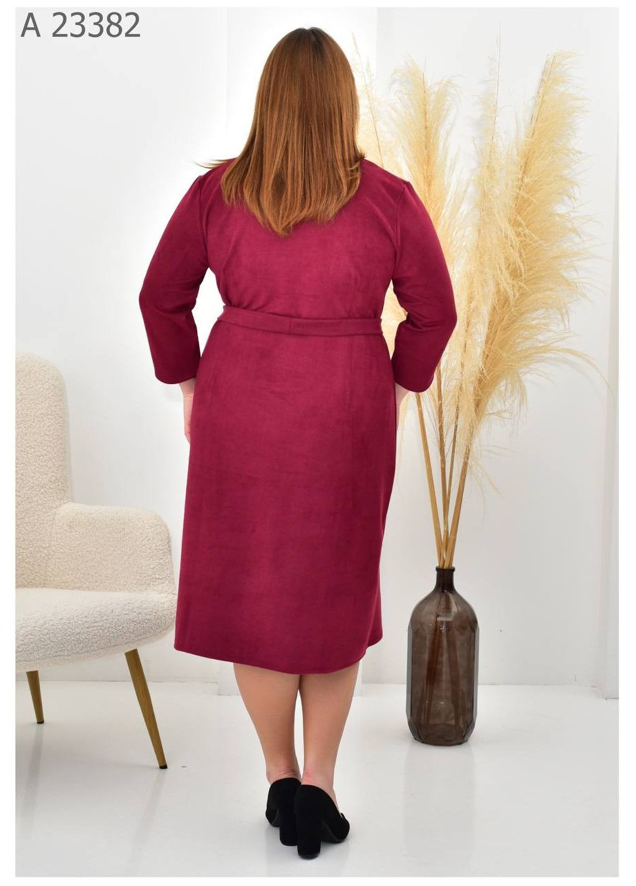 Бордовое повседневный платье женское большого размера SK однотонное