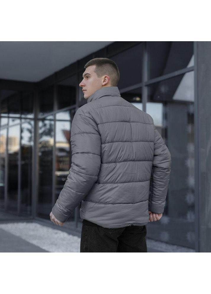 Серая зимняя мужская зимняя куртка плащевка на пухе серая Freedom