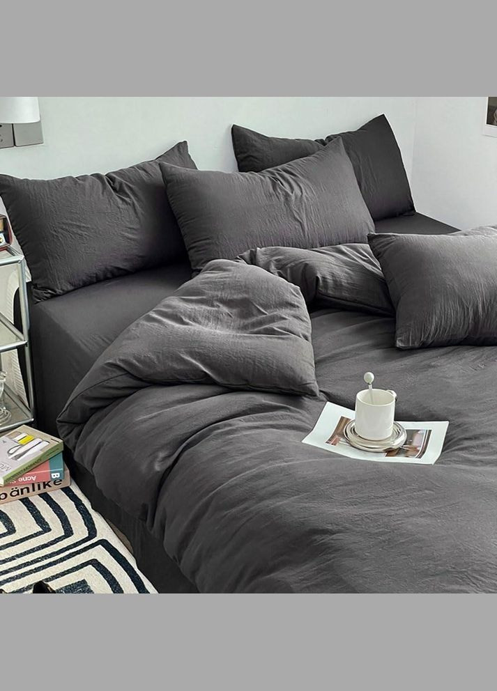 Постільна білизна з м'якого матеріалу 150 x 210 см Сірий Сімейний (ВЕ5204В-24) No Brand (306633531)