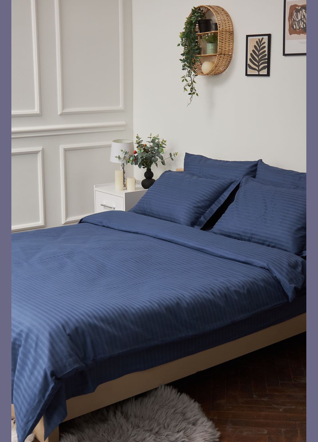 Комплект постельного белья King Size 220x240 наволочки 2х40х60 Satin Stripe (MS-820000490) Moon&Star delfi blue (284416535)