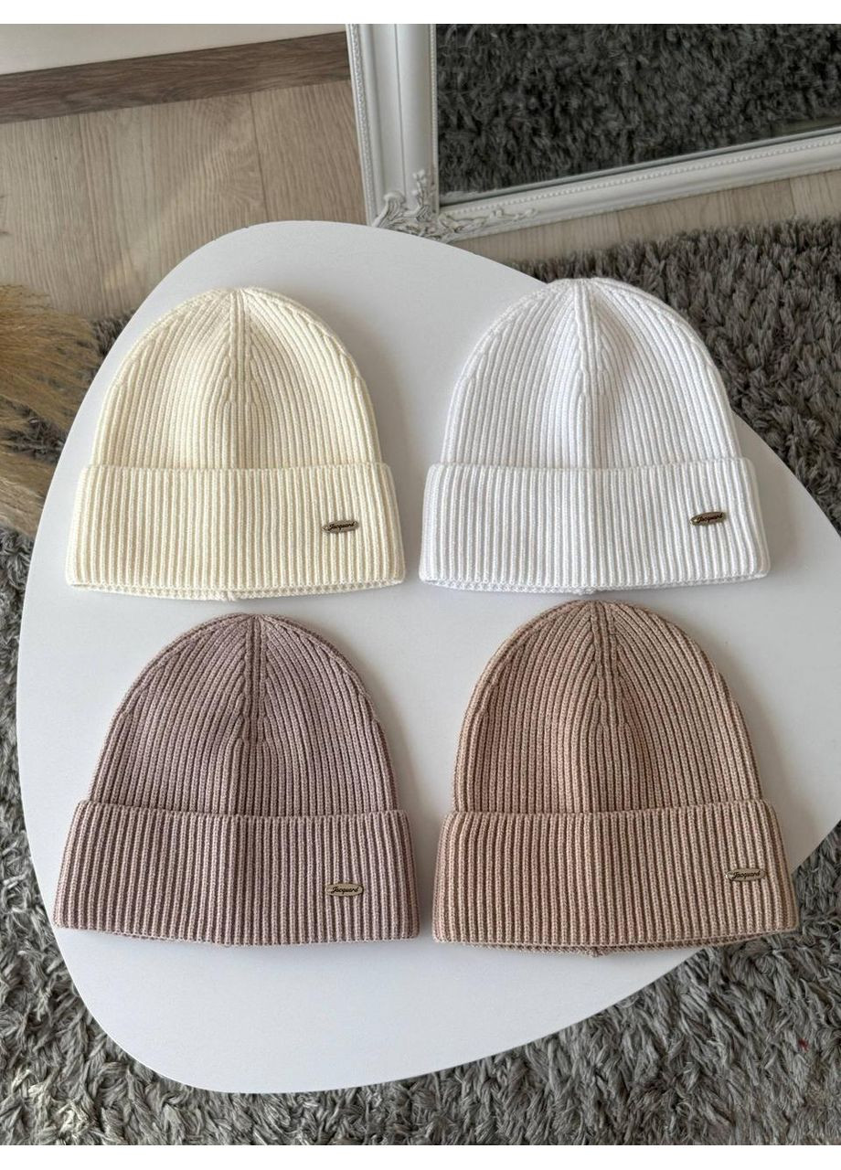 Стильна жіноча в’язана шапка з відворотом і невисокой лопаткой, універсальний фасон. Зимова жіноча в'язана шапка No Brand (362917762)