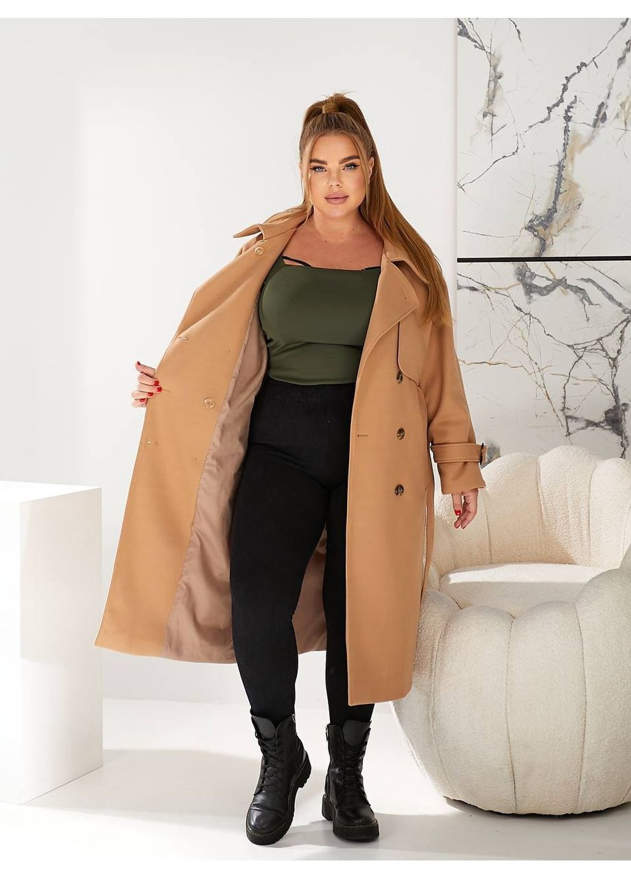 Бежеве демісезонне Пальто жіноче кашемірове довге двобортне демісезон двобортне No Brand