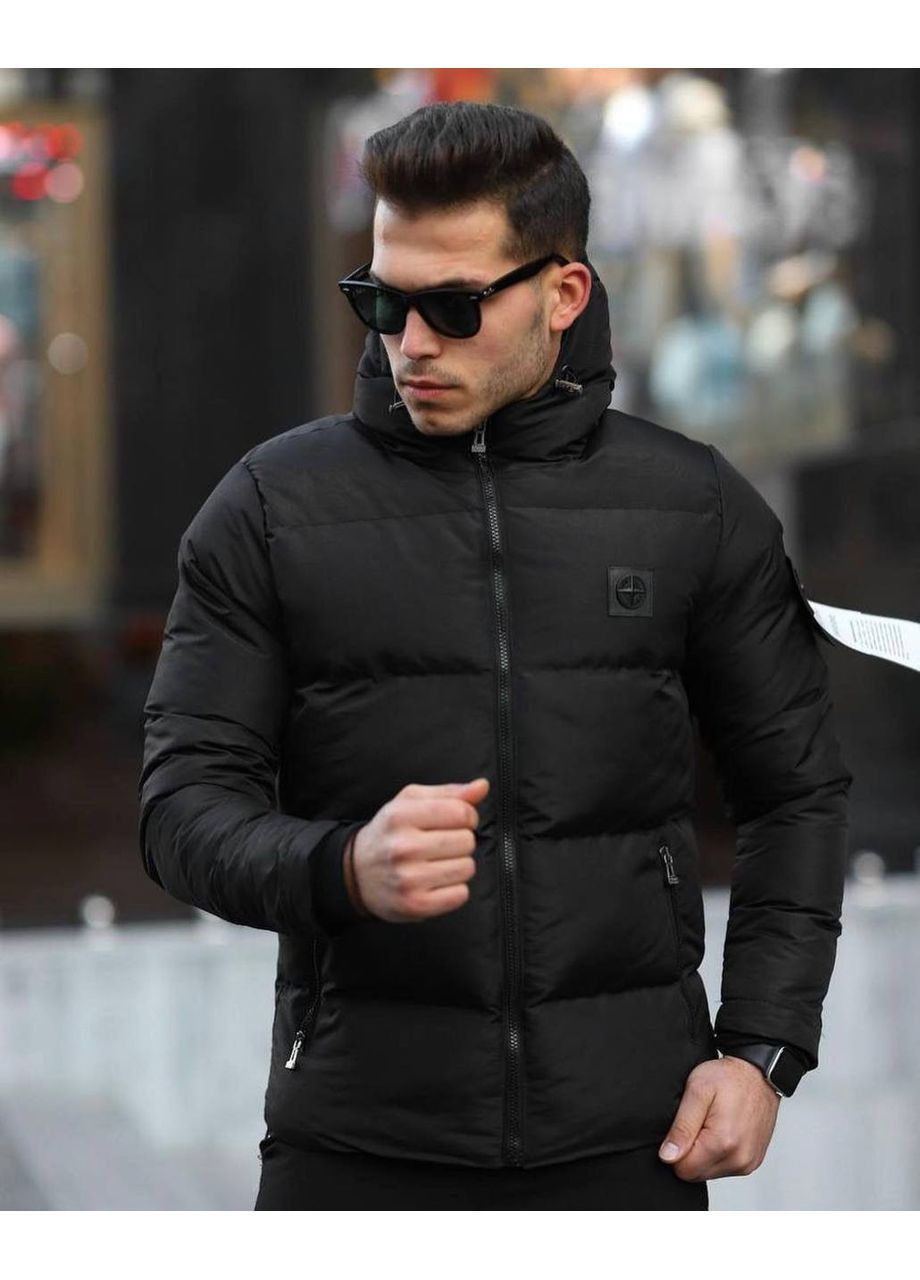 Черная зимняя куртка зима высококачественная водоотталкивающая плащевка не продуваемая 💨 No Brand