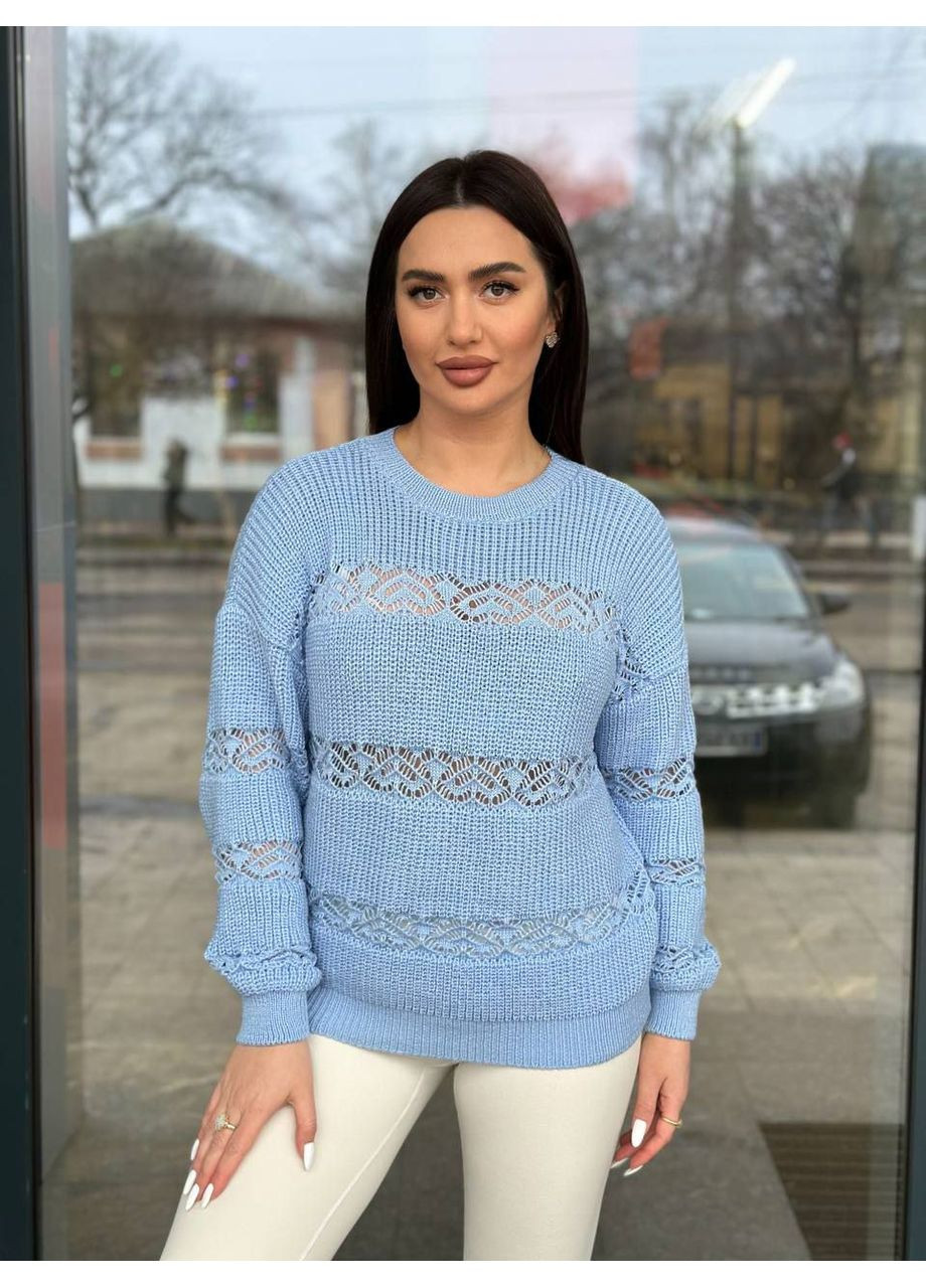 Блакитний демісезонний светр в'язаний тонкий LeVi