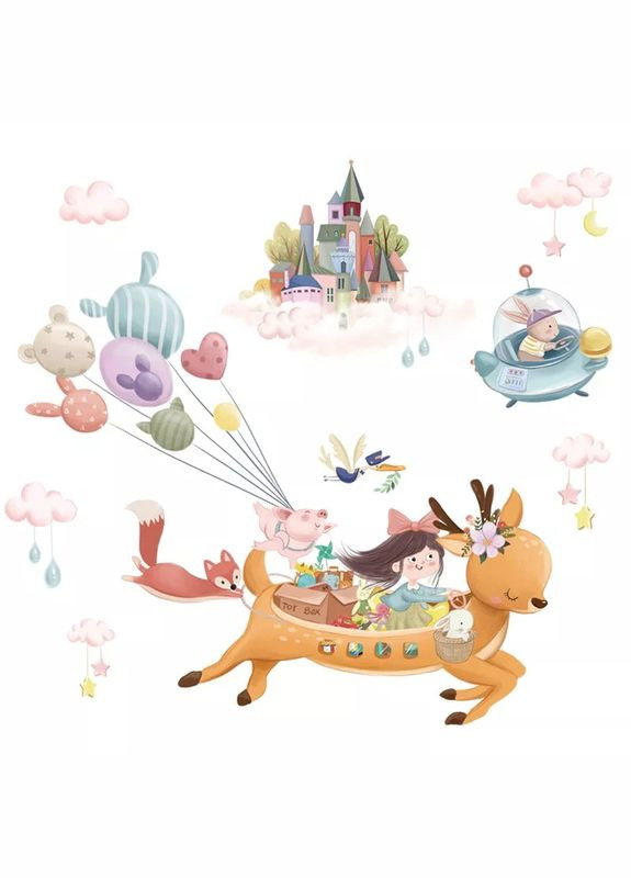 Наклейка на стіну Свинку на повітряних кульках! (лист 60 х 90 см) Б146-7 No Brand (302242899)