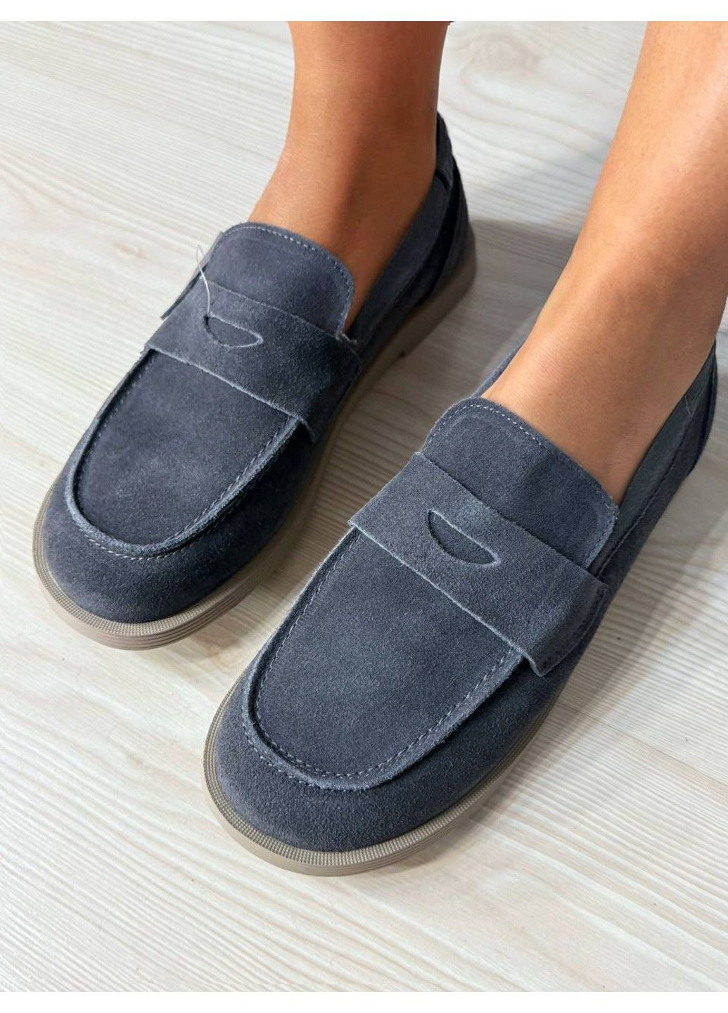 Hengji Туфлі жіночі 588-2 замшеві лофери сірі сірий з натуральна замша, китай — всесезон (355262166)