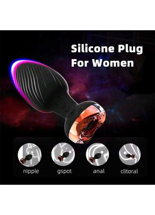 Силіконовий анальний корок із вібрацією Rose з Д/К 3,5*9 см. Чорний — Анальні іграшки - (372734331)