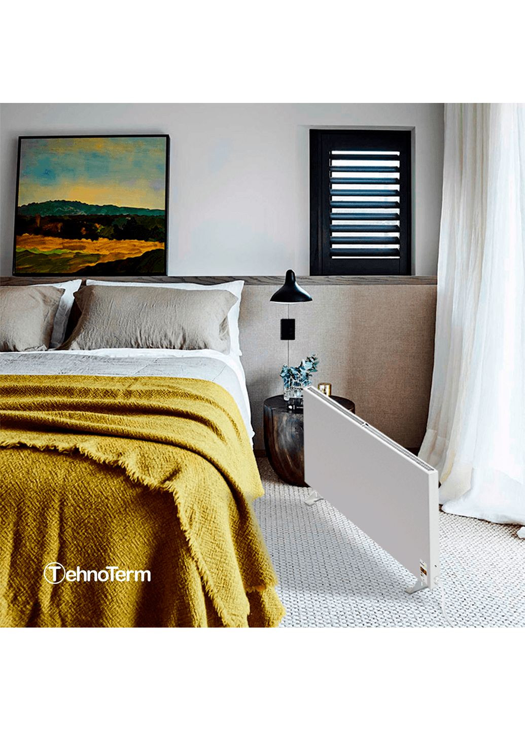 Обігрівач з терморегулятором до 15 м², електричний конвектор на 550 Вт білий (stt550) TehnoTerm STT-550 (316302960)