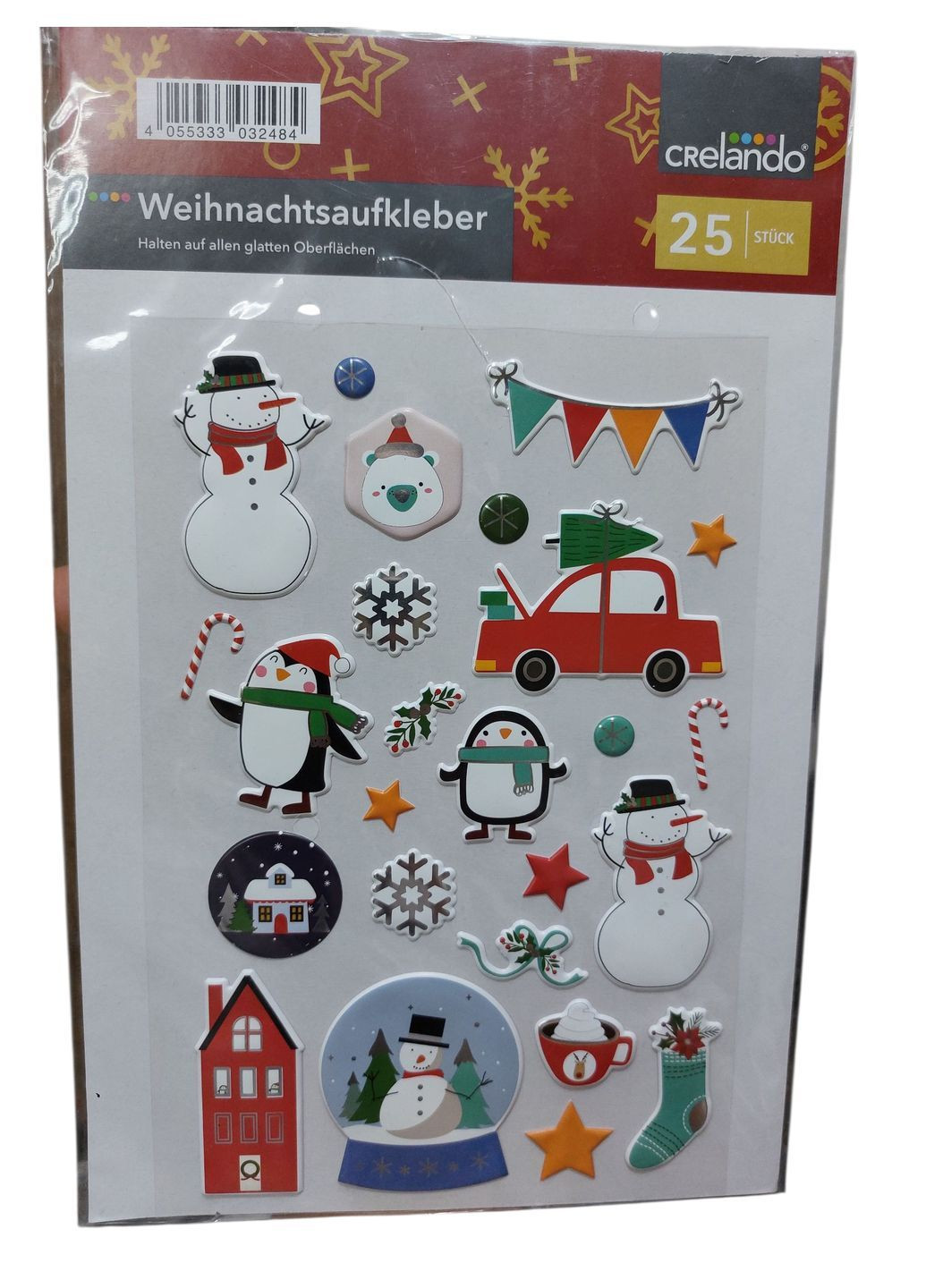 Новогодние наклейки для подарков 21 на 14 см разноцветный Crelando Наклейка (362174807)