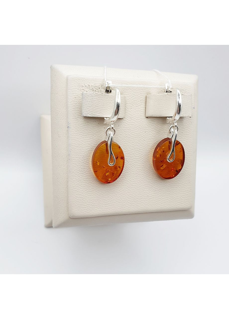 Сережки срібні з бурштином 3,43 г No Brand (369736643)