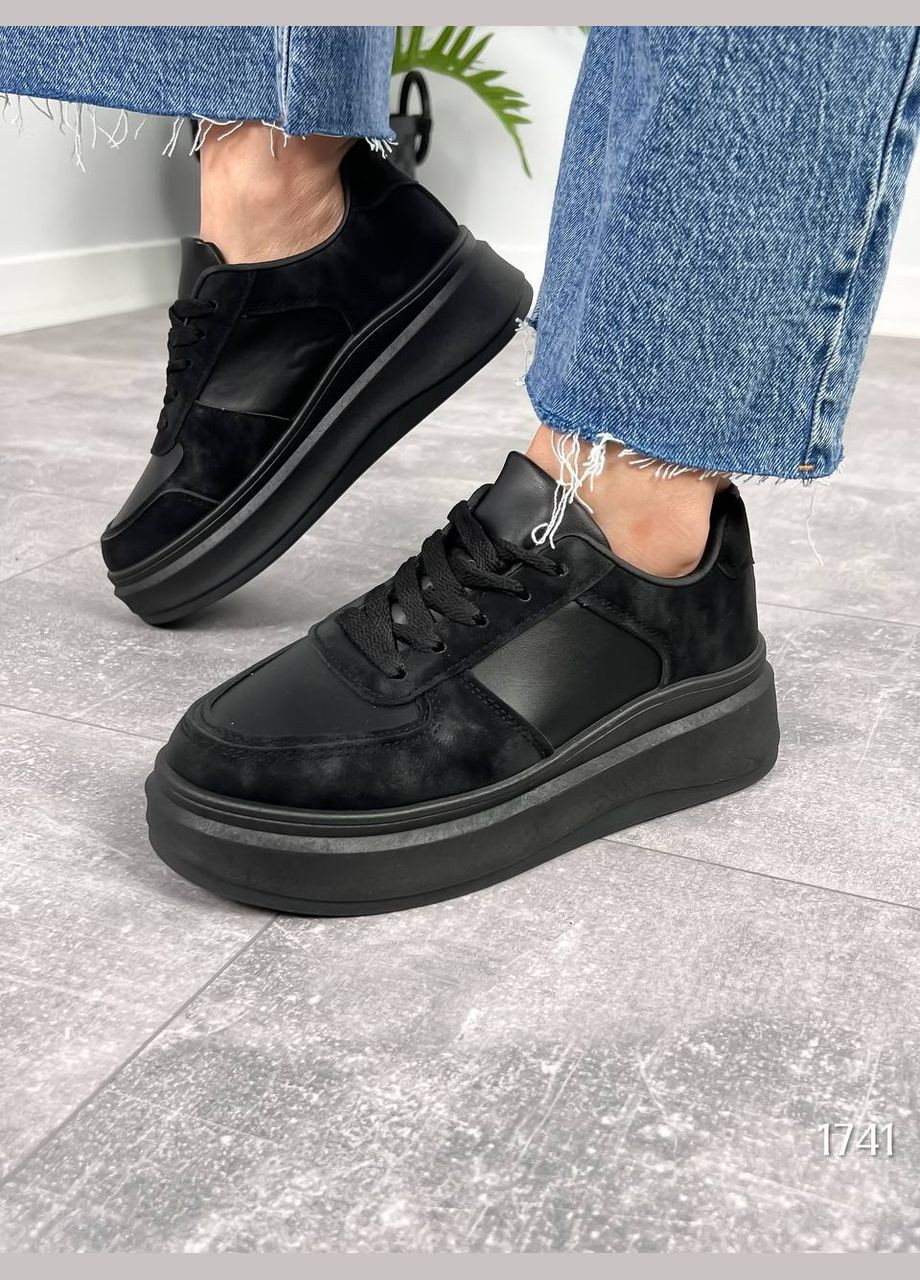 Черные демисезонные комфортные женские кроссовки No Brand