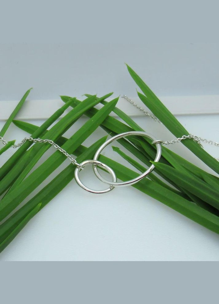 Срібне кольє "Мильні бульбашки" коло два круга No Brand (350667516)