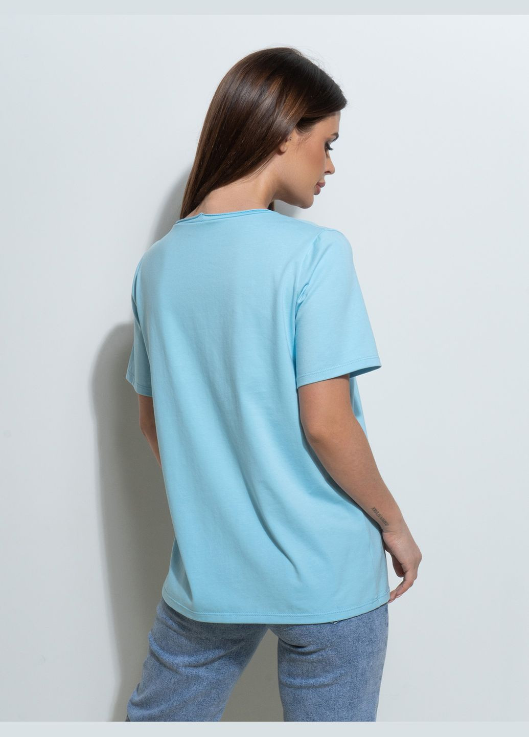 Голубая летняя футболки ISSA PLUS 14494