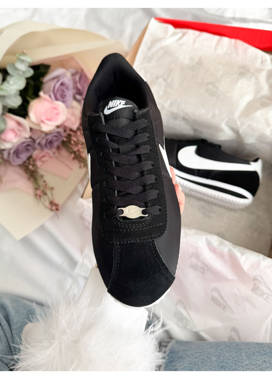 Кросівки жіночі і чоловічі Nike Cortez Black White | Найк Кортез чорно-білі No Brand чорно-білі демісезони (350936257)