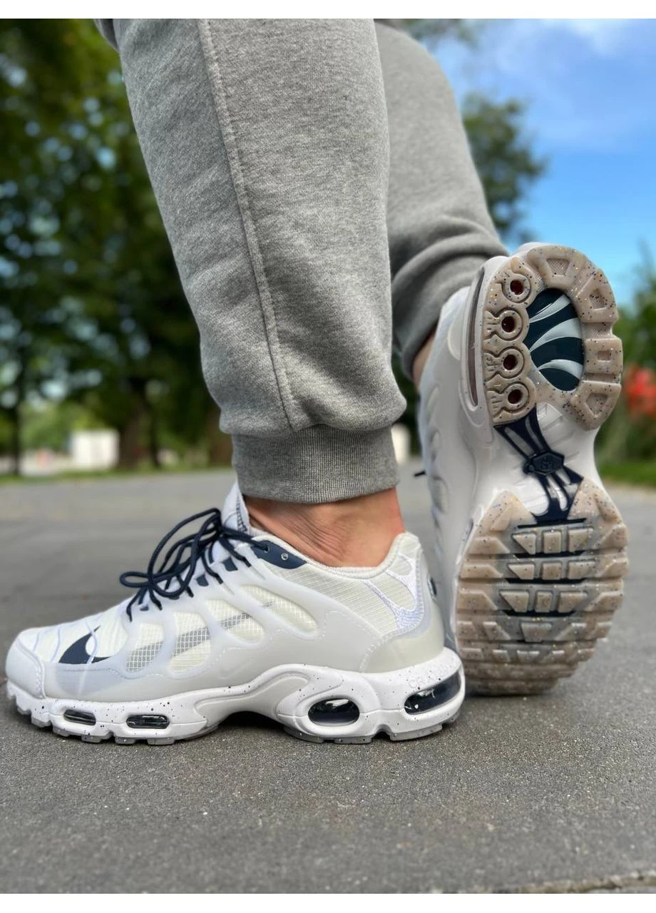 Белые демисезонные кроссовки мужские nike air max tn terrascape plus white blue найк аир макс тн плюс белые No Brand