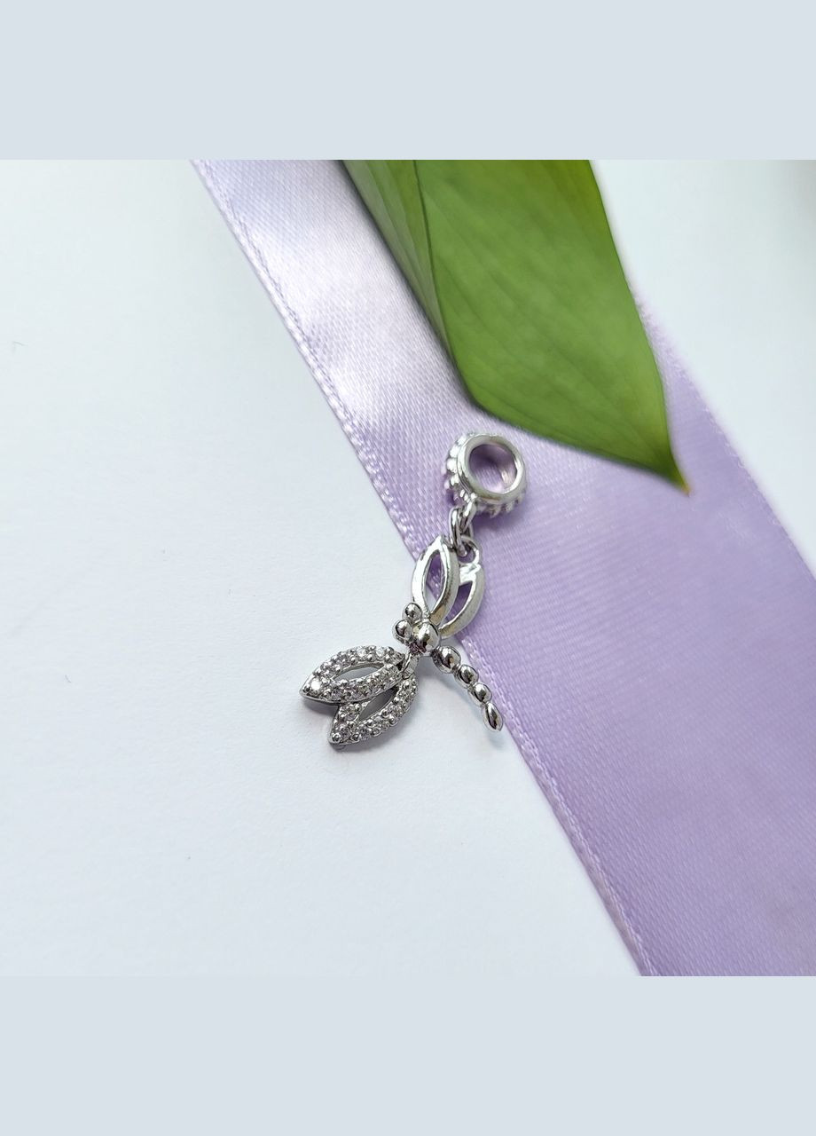 Серебряный шарм с подвеской Стрекоза серебро 925 проба Родированное 964р 1.60г No Brand (306742833)