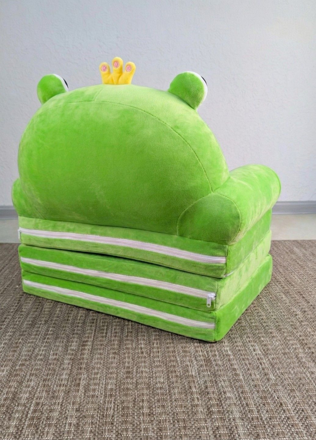 Детское кресло игрушка Жабка салатовый плюшевое раскладное в кровать Lalapka (371899373)