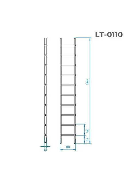 Лестница приставная алюминиевая высота 2840 мм х 10 ступеней LT-0110 Intertool (386749381)