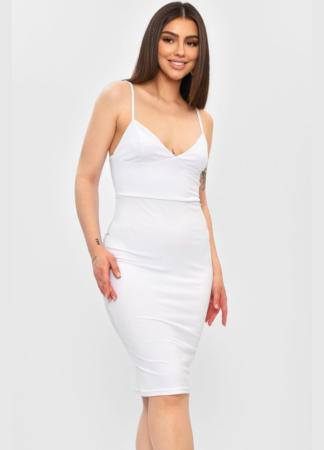 Белое повседневный платье женское однотонное белого цвета силуэтная Let's Shop однотонное
