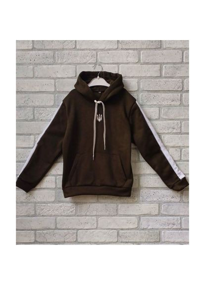 Теплий дитячий худі з капюшоном довгий рукав з лампасом українська символіка тризуб герб України, тринитка No Brand (322784656)