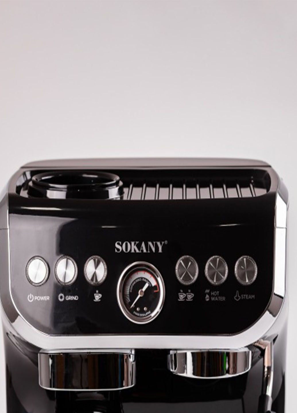 Професійна кавомашина ріжкова з капучинатором та кавомолкою 2 л 1560 Вт Sokany sk-6866 (282841495)