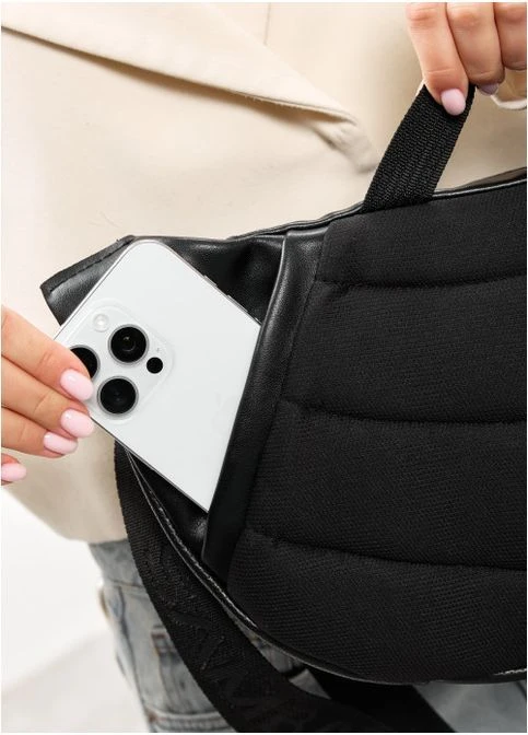 Женская поясная сумка бананка из натуральной кожи Черная (546303821) Sambag (390489133)