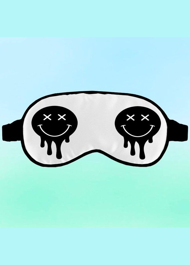 Маска для сну смайлики Чорна з принтом No Brand (315045517)