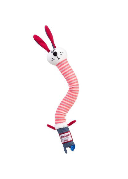 Іграшка для собак Заєць з хрусткою шиєю і пискавкою Crunchy 28 см Рожевий (75516) GiGwi (279563420)