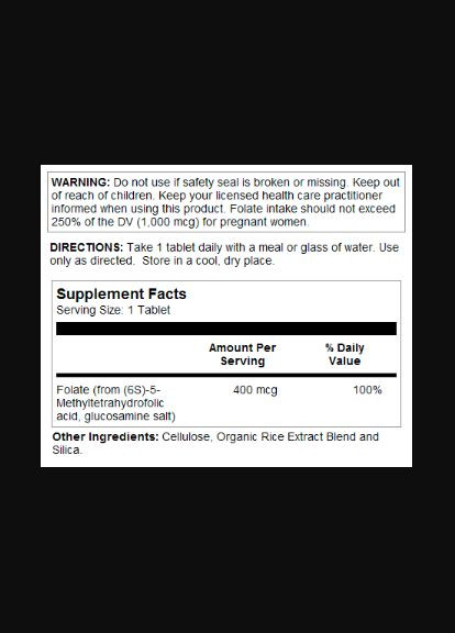Медична добавка для вагітних Метилфолат 400 мкг 90 таблеток для здоров'я плода KAL (367957084)