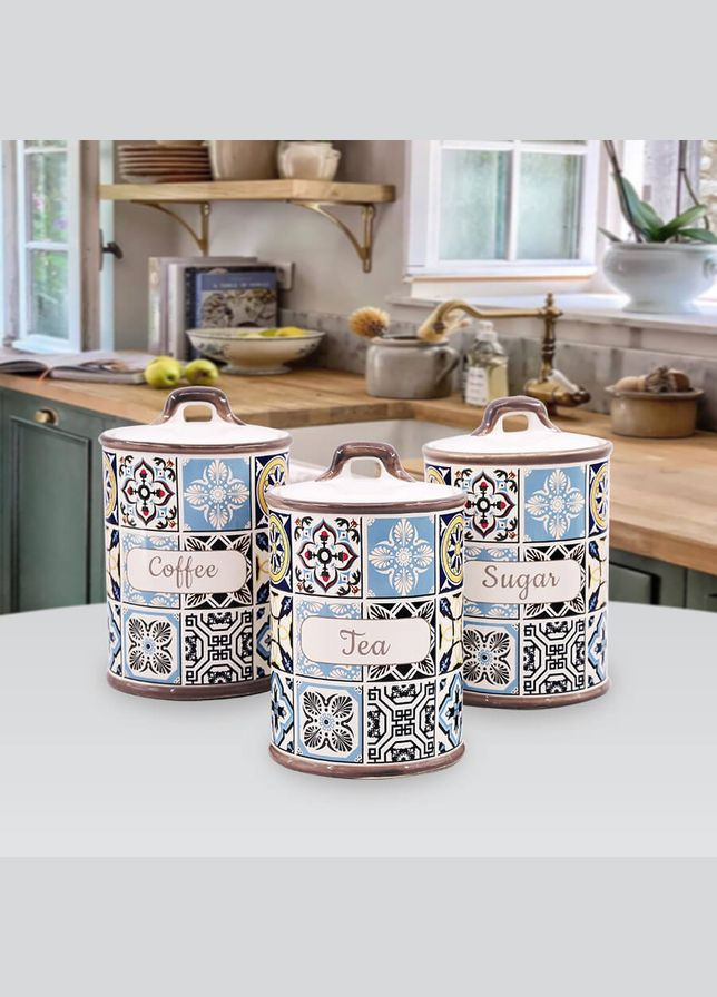 Набір банок для зберігання Holiday in Porto MR-20005-03CS 3 предмети Maestro (364754526)