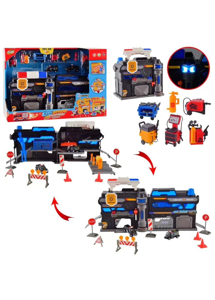 Игрушка паркинг полицейская часть и 2 машины звук со светом SK-599JB No Brand (362423214)