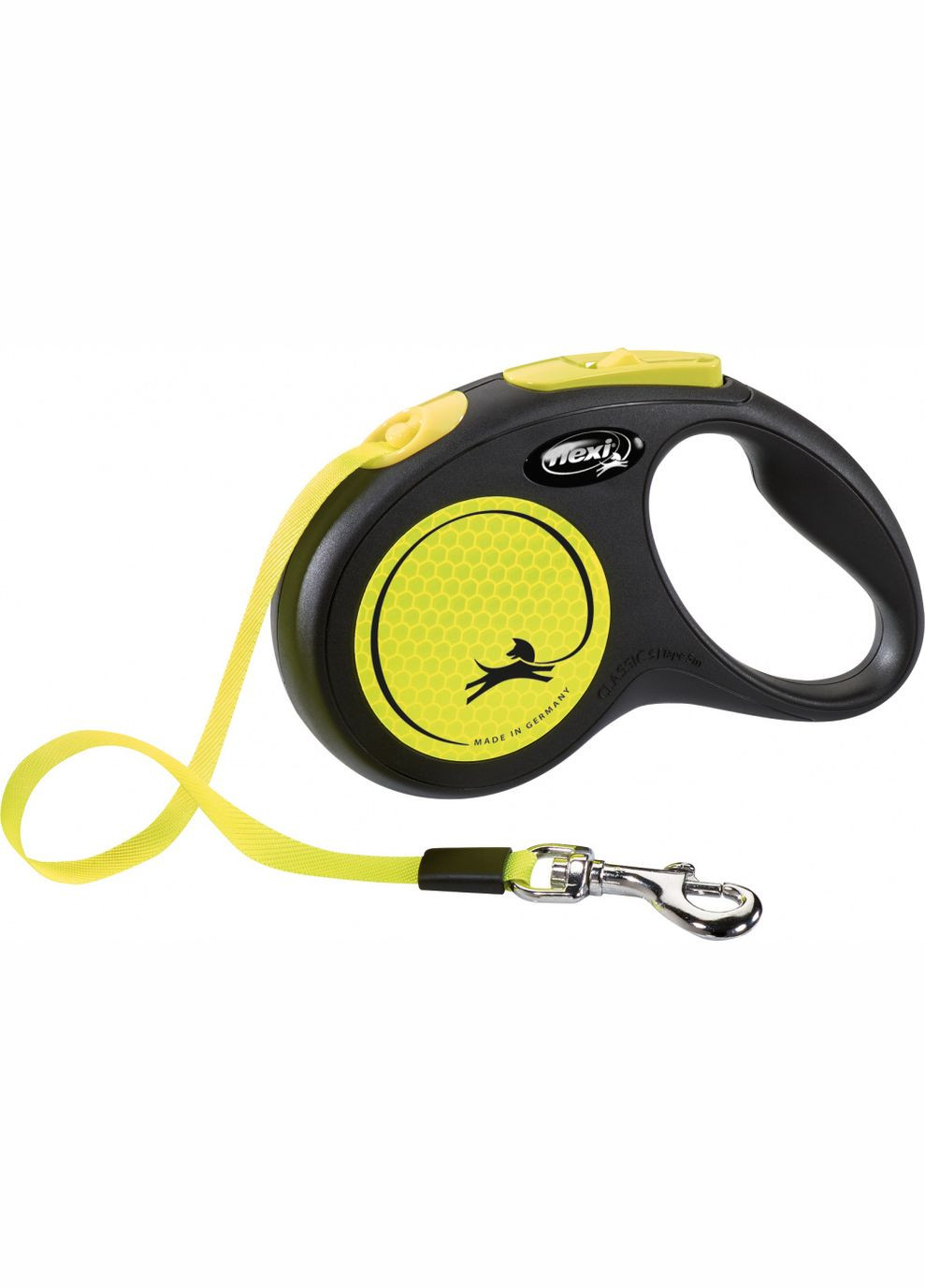 Рулетка для собак New Neon М 5 метрів, до 25 кг (жовтий), повідець зі стрічкою Flexi (292259603)