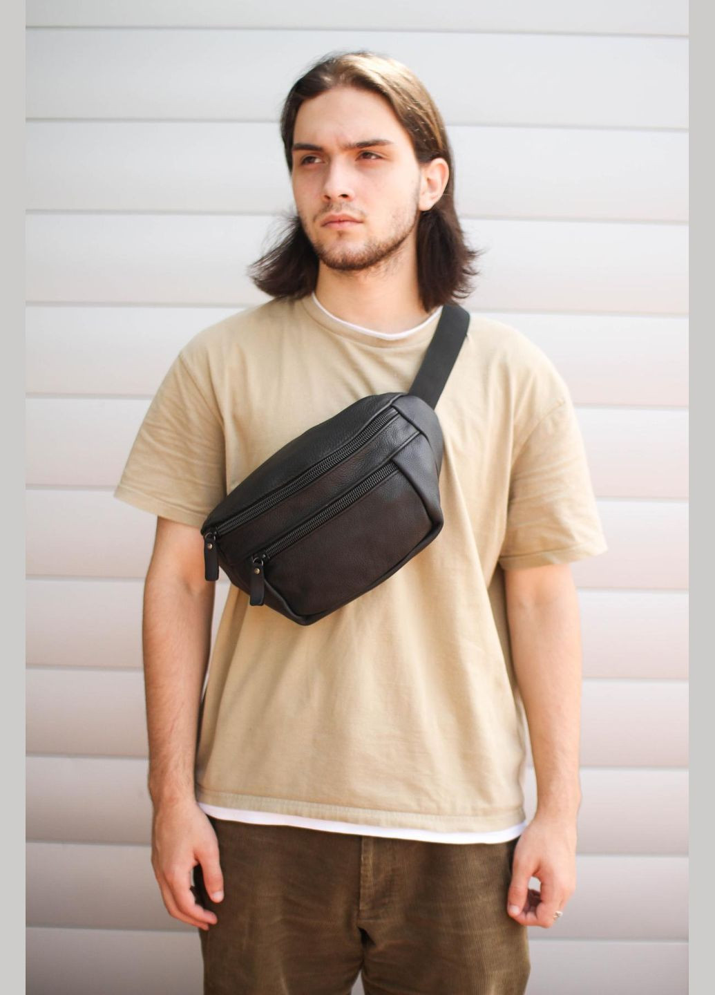 Сумка на пояс чоловіча з натуральної шкіри флотар SL004 (Чорна) SKILL (323427258)