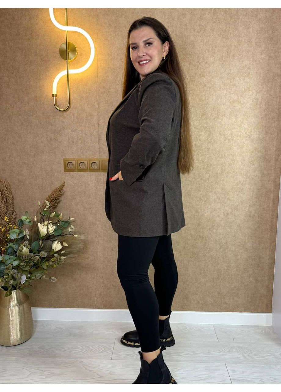 Коричневе демісезонне Пальто-жакет жіночий із пальтового кашеміру на підкладці — стильний крій, практичний дизайн (заміри в описі) Vione