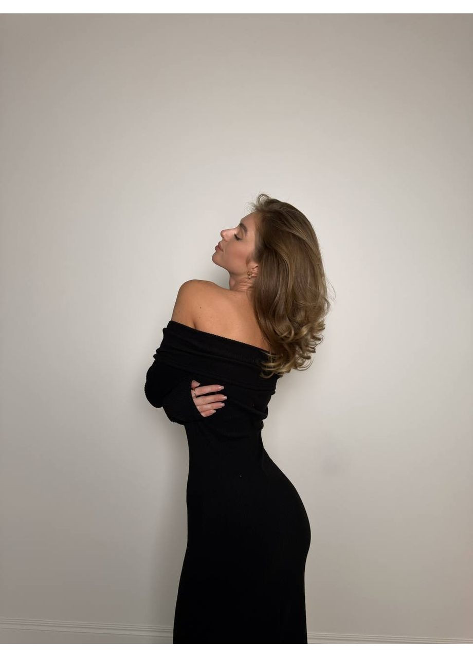 Чорна кежуал сукня N.Family однотонна