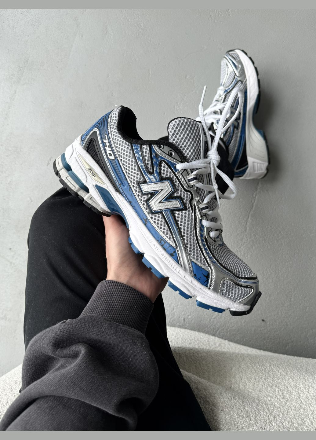 Серые демисезонные кроссовки мужские new balance 740 grey blue | нью беланс 740 серые синие No Brand