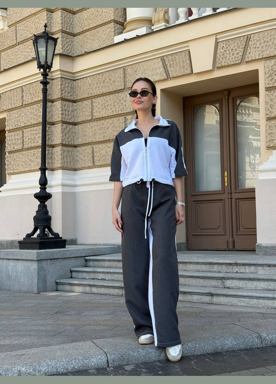 Женский графитово-белый костюм. No Brand (341525258)