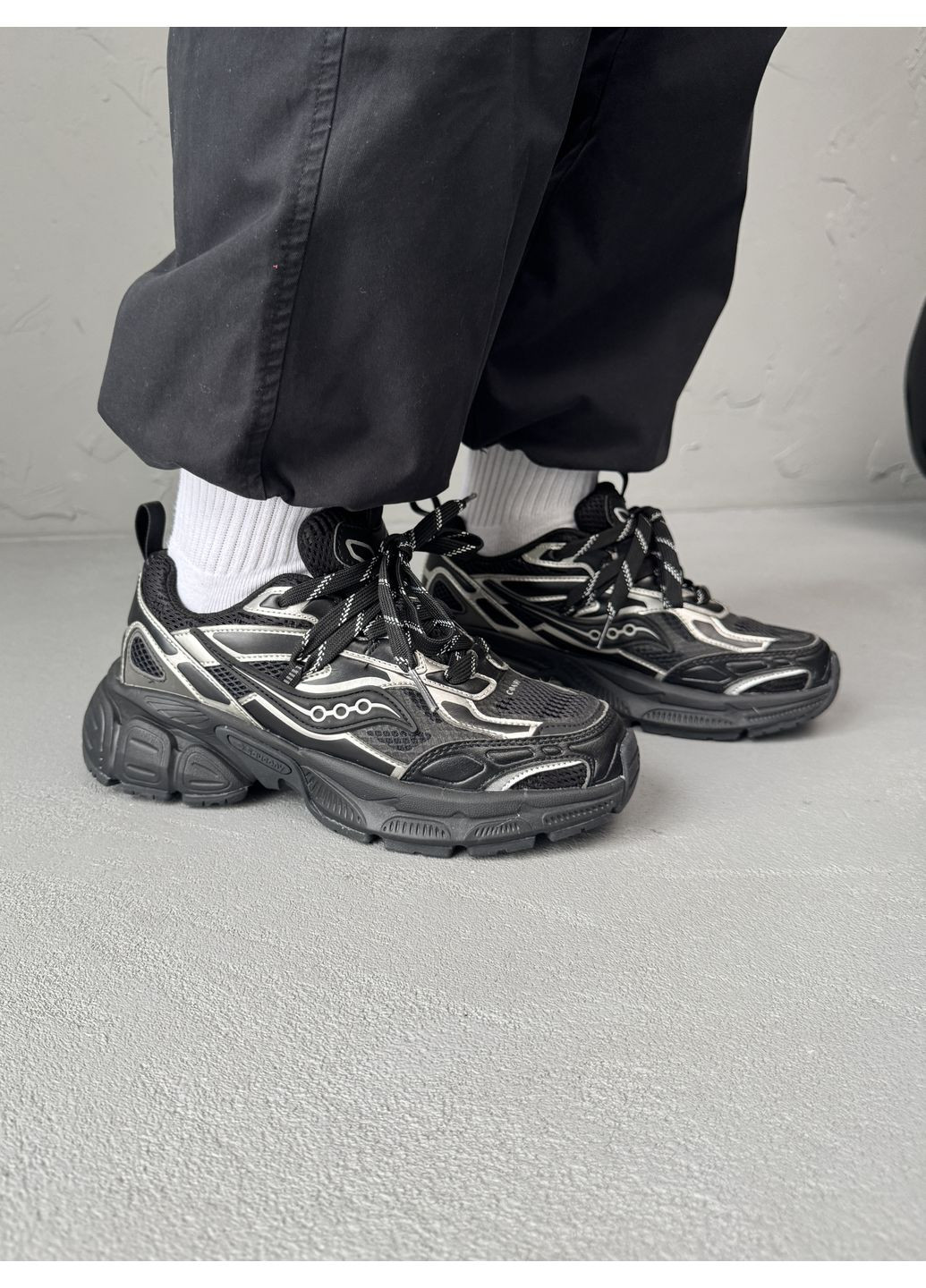 Черные демисезонные кроссовки мужские Saucony 2k Cavalry Black | Сауконі 2К Кавалрі