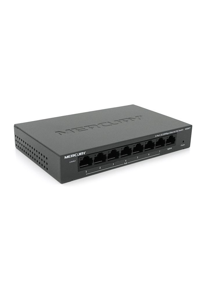 Коммутатор POE Mercury MS08CP с 7 портами POE+1 порт UPLink 100Мбит, БП в комплекте, Q18 Voltronic (314928456)