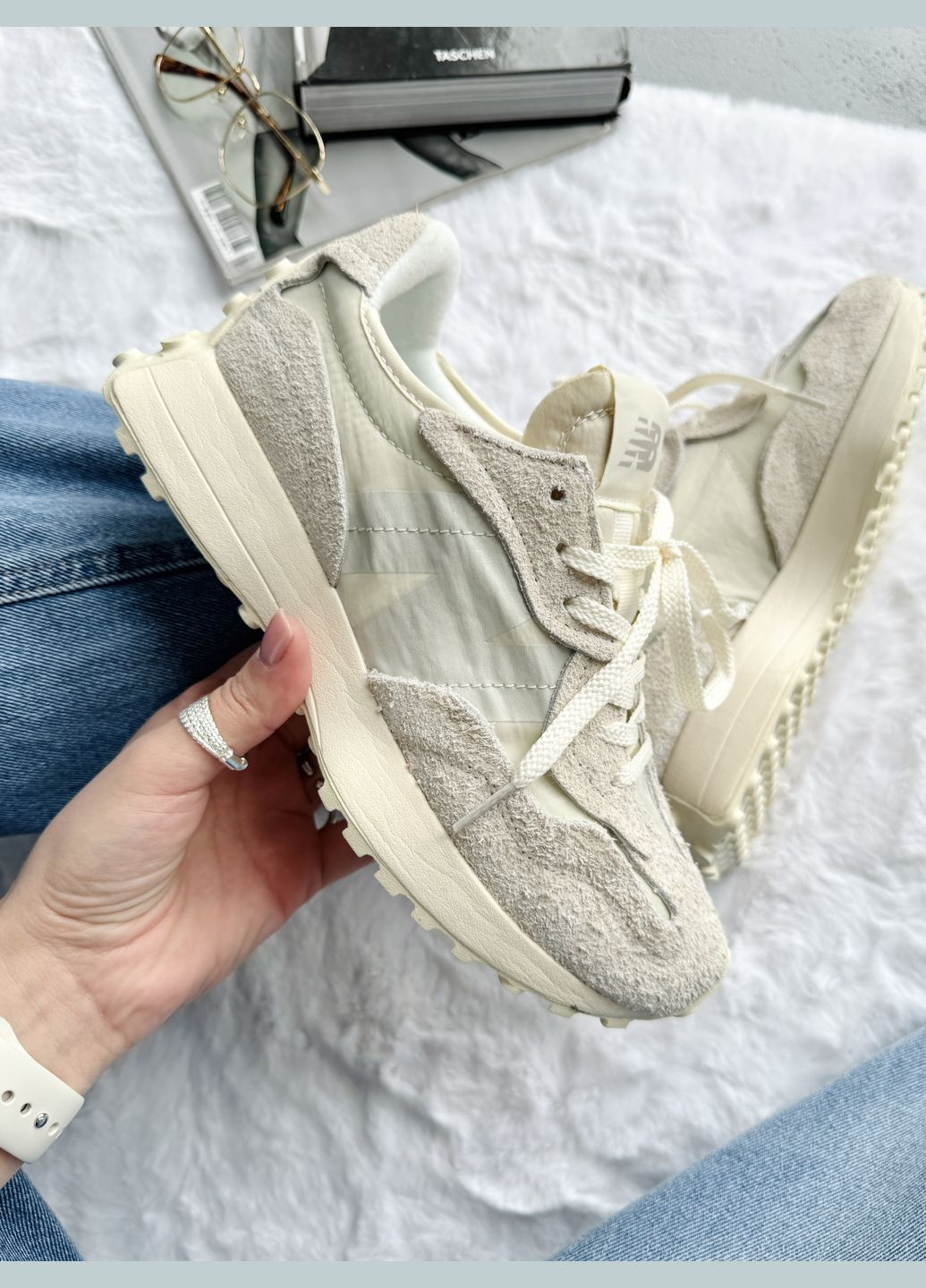 Кроссовки женские New Balance 327 Casual Beige | Нью Беланс 327 бежевые No Brand бежевые демисезоны (340916033)