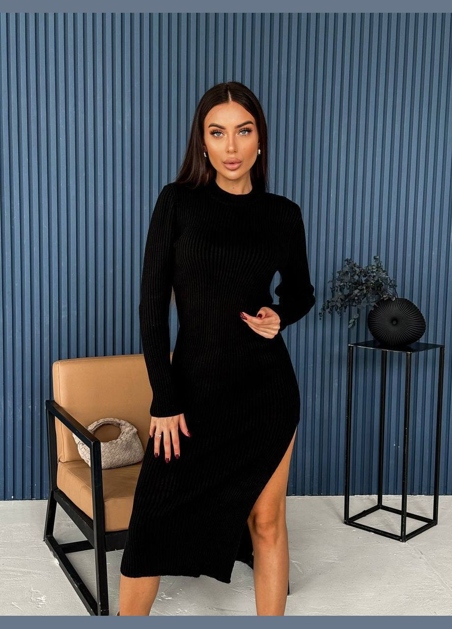 Черное деловое, повседневный, кэжуал, джинсовое, вечернее платье женское No Brand однотонное