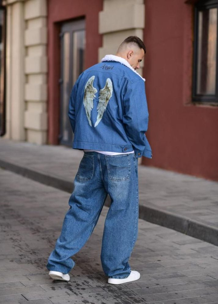 Джинсова куртка утеплена з принтом Україна власне виробництво на флісі No Brand (361019692)