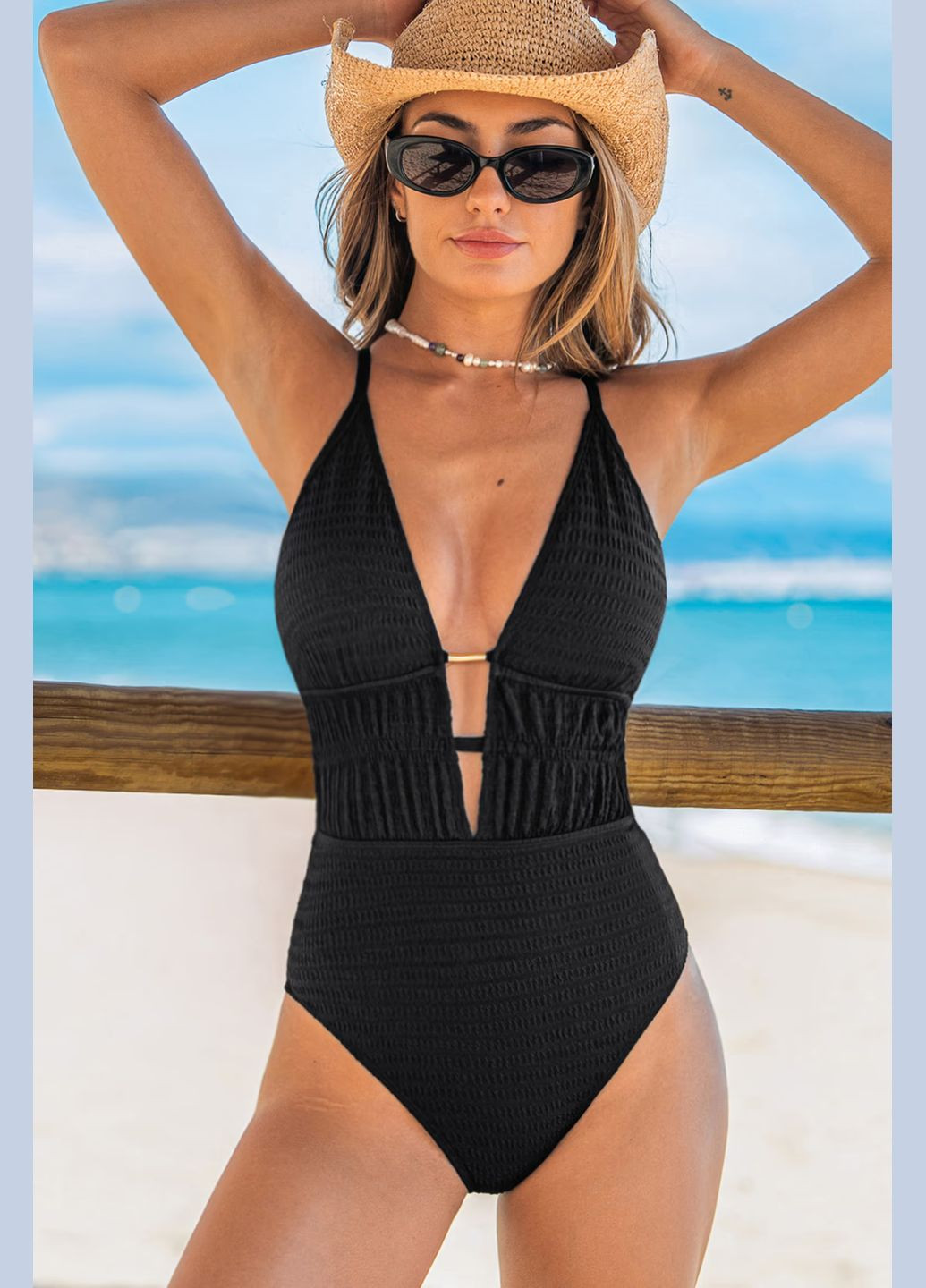 Чорний літній купальник CUPSHE