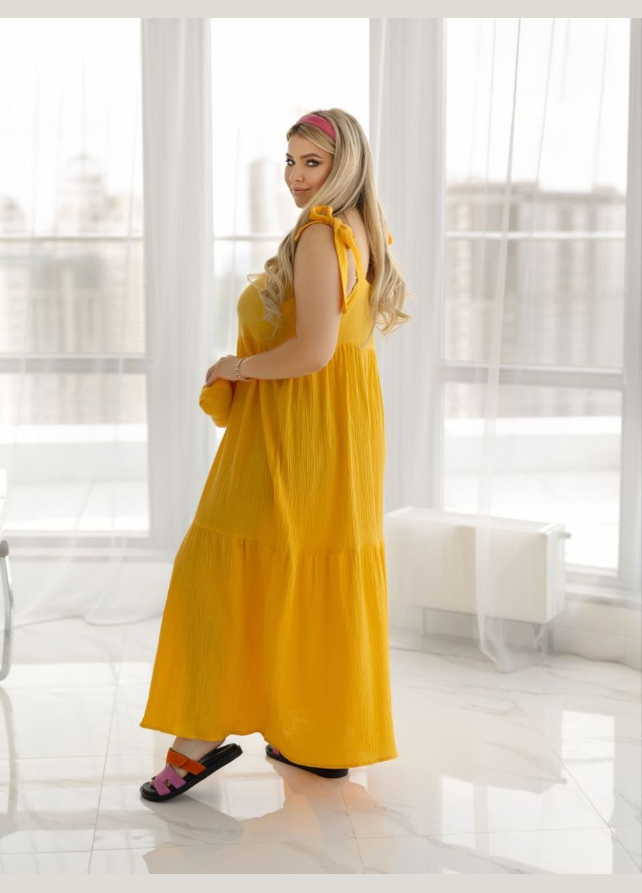 Желтое повседневный, кэжуал платье No Brand однотонное